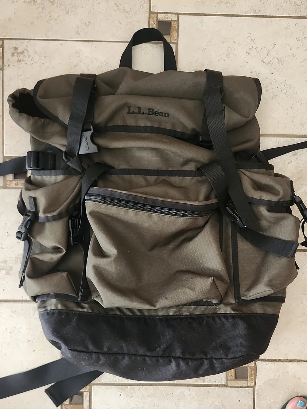 Vtg 90's L.L. Bean Continental Rucksack Olive Green